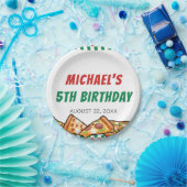 かわいこちゃんピザパーティーレッドグリーンカロ5th誕生日 ペーパープレート (パーティー)