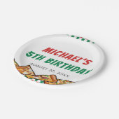 かわいこちゃんピザパーティーレッドグリーンカロ5th誕生日 ペーパープレート (アングル)