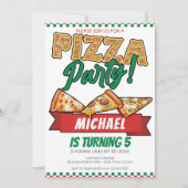 かわいこちゃんピザパーティーレッドグリーンカロ5th誕生日 招待状 (正面)