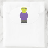 かわいこちゃんフランケンシュタインモンスター 楕円形シール (バッグ)