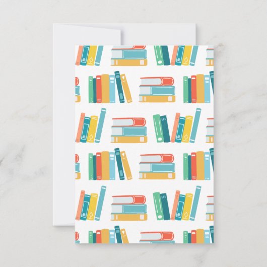 かわいこちゃんブックおたくをテーマにした背景ベビーシャワー サンキューカード (裏面)