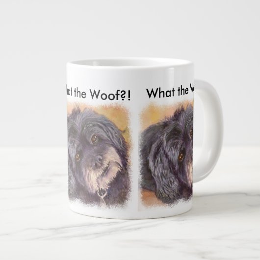 かわいこちゃんブラックのコック・ワン・ミックス ジャンボコーヒーマグカップ (正面右)