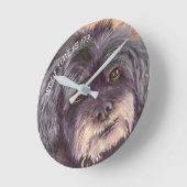 かわいこちゃんブラックのコック・ワン・ミックス ラウンド壁時計 (傾斜)