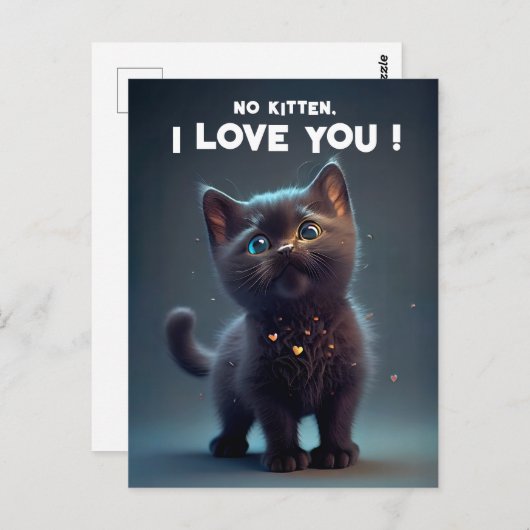 かわいこちゃんブラック子猫：いいえ子猫、私はあなたを愛している！ ポストカード (正面/裏面)