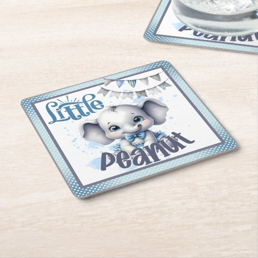 かわいこちゃんブルーエレファントリトルピーナッツ スクエアペーパーコースター (アングル)