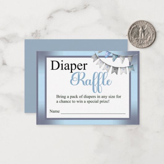 かわいこちゃんブルーエレファント – おむつラッフル ノートカード (正面/裏面インサイチュ)