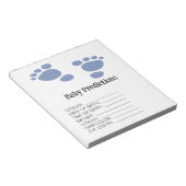 かわいこちゃんブルーフットプリント赤ちゃんシャワー予測ゲーム ノートパッド (アングル)