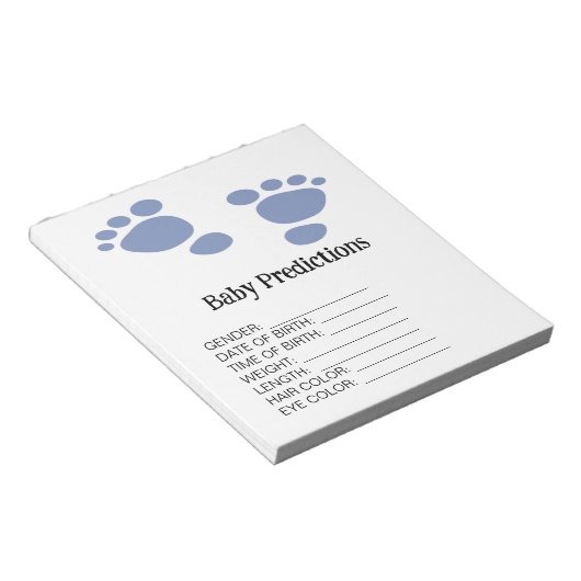 かわいこちゃんブルーフットプリント赤ちゃんシャワー予測ゲーム ノートパッド (アングル)
