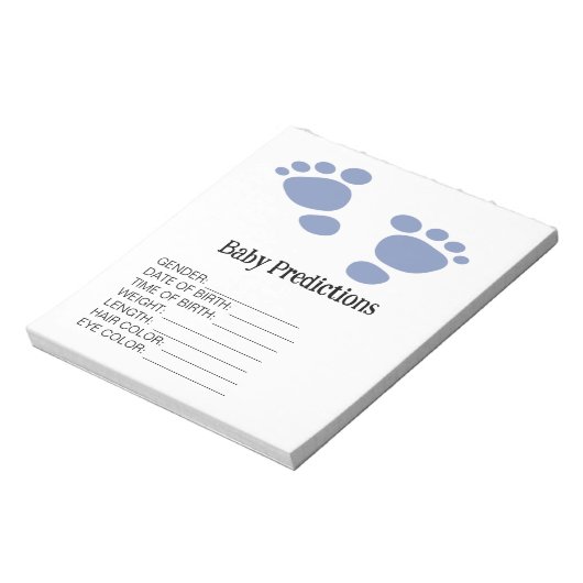 かわいこちゃんブルーフットプリント赤ちゃんシャワー予測ゲーム ノートパッド (回転)