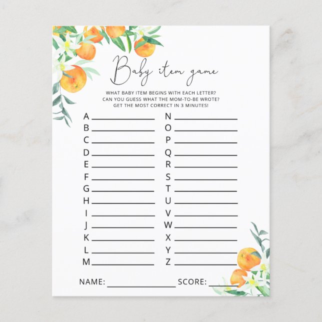 かわいこちゃんベビーアイテムゲーム。赤ちゃんシャワーゲーム (正面)