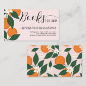 かわいこちゃんベビーシャワー柑橘類オレンジブックベビー エンクロージャーカード (正面/裏面)