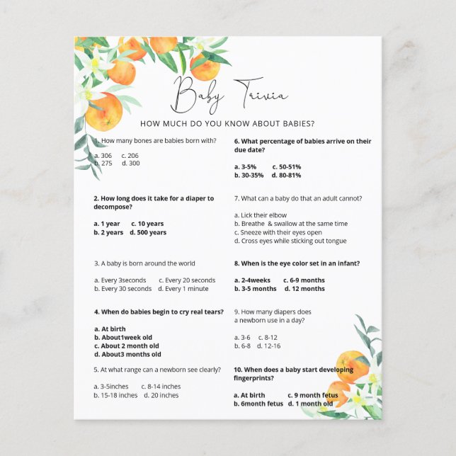 かわいこちゃんベビートリビア |赤ちゃんシャワーゲーム (正面)