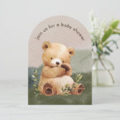 かわいこちゃんベビーベアウォーター色ベビーシャワー招待状 招待状 (スタンド正面)