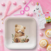 かわいこちゃんベビーベアウォーター色ベビーシャワー ペーパープレート (パーティー)