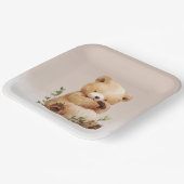 かわいこちゃんベビーベアウォーター色ベビーシャワー ペーパープレート (傾斜あり)