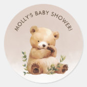 かわいこちゃんベビーベアウォーター色ベビーシャワー ラウンドシール (正面)