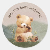 かわいこちゃんベビーベアウォーター色ベビーシャワー ラウンドシール (正面)