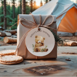 かわいこちゃんベビーベアウォーター色ベビーシャワー ラウンドシール