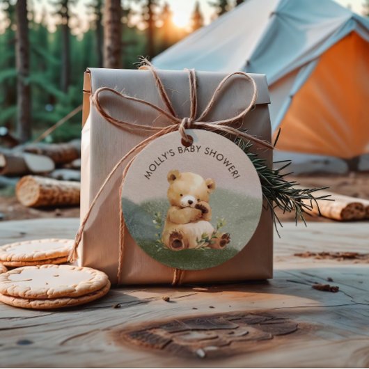 かわいこちゃんベビーベアウォーター色ベビーシャワー ラウンドシール