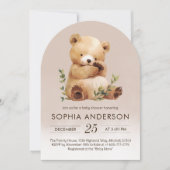 かわいこちゃんベビーベアウォーター色ベビーシャワー 招待状 (正面)