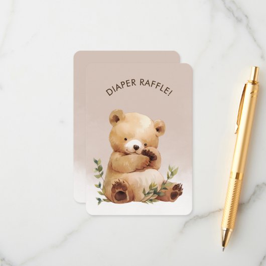 かわいこちゃんベビーベビーシャワーおむつラッフル エンクロージャーカード (正面/裏面インサイチュ)