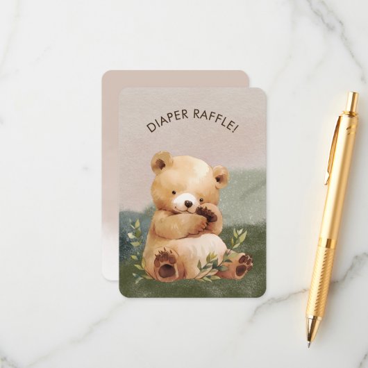 かわいこちゃんベビーベビーシャワーおむつラッフル エンクロージャーカード (正面/裏面インサイチュ)