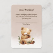 かわいこちゃんベビーベビーシャワーおむつラッフル エンクロージャーカード (裏面)