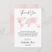 かわいこちゃんマップトラベルアドベンチャー赤面ピンクベビーシャワー サンキューカード (正面/裏面)