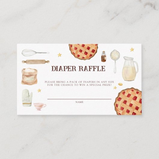かわいこちゃんモダンパイ赤ちゃんシャワーおむつラッフル エンクロージャーカード (正面)