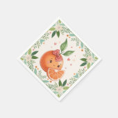 かわいこちゃんモダン柑橘類オレンジベビーシャワー スタンダードカクテルナプキン (角)