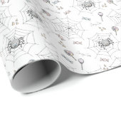 かわいこちゃん不気味ベビースパイダー、くもの巣&ハロウィーンキャンディ ラッピングペーパー (ロールコーナー)