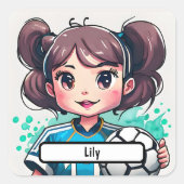 かわいこちゃん名タグ付きキックカスタムインのシール スクエアシール (正面)