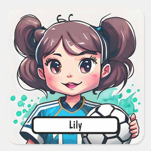 かわいこちゃん名タグ付きキックカスタムインのシール スクエアシール (正面)