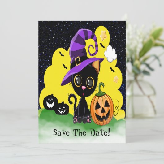 かわいこちゃん子猫おもしろいハローウィンパーティ 招待状 (スタンド正面)