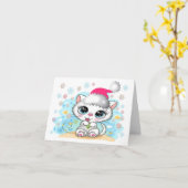 かわいこちゃん子猫ムウィクリスマス カード (黄色い花)