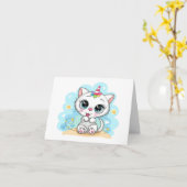 かわいこちゃん子猫ユニコーン カード (黄色い花)