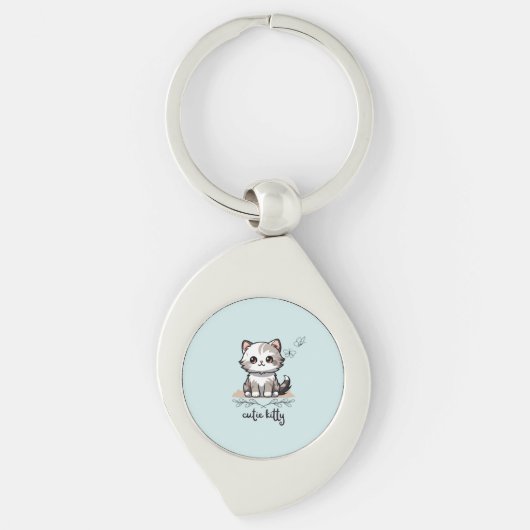かわいこちゃん子猫金属 キーホルダー (正面)