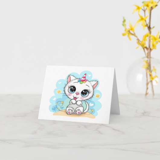 かわいこちゃん子猫 カード (黄色い花)