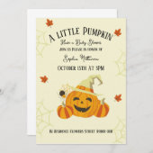 かわいこちゃん小さなかぼちゃの赤ちゃんシャワーカードハロウィン 招待状 (正面/裏面)