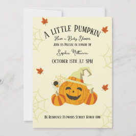 かわいこちゃん小さなかぼちゃの赤ちゃんシャワーカードハロウィン 招待状