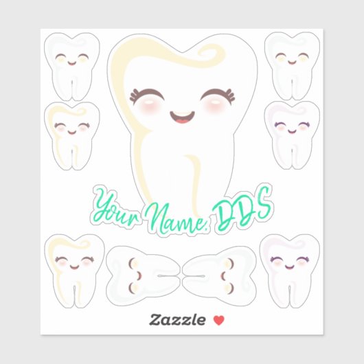 かわいこちゃん歯の歯医者の歯科の漫画歯 シール (シート)