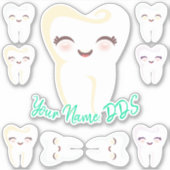 かわいこちゃん歯の歯医者の歯科の漫画歯 シール (正面)