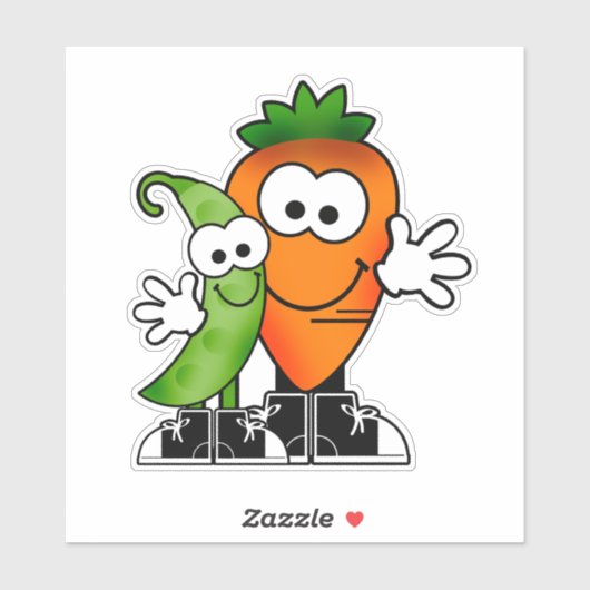 かわいこちゃん漫画のエンドウ豆とニンジンのビニールシール シール (シート)