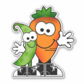 かわいこちゃん漫画のエンドウ豆とニンジンのビニールシール シール (正面)