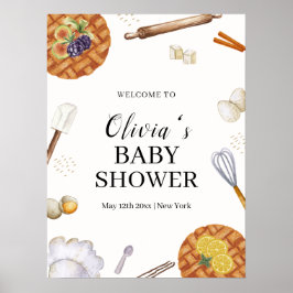 かわいこちゃん素朴ベーキングパイベイビーシャワーウェルカム ポスター