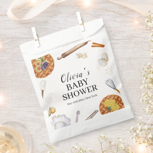 かわいこちゃん素朴ベーキングパイベイビーシャワー フェイバーバッグ (クリップ留めされた状態)