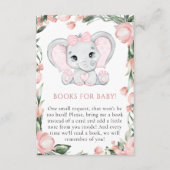 かわいこちゃん象赤面ピンクフローラガールベビーシャワー エンクロージャーカード (正面)