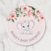 かわいこちゃん象赤面ピンクフローラガールベビーシャワー フェイバータグ (裏面)