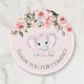 かわいこちゃん象赤面ピンクフローラガールベビーシャワー フェイバータグ (正面)