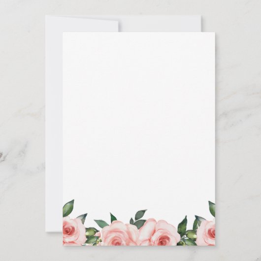 かわいこちゃん象赤面ピンクフローラガールベビーシャワー 招待状 (裏面)